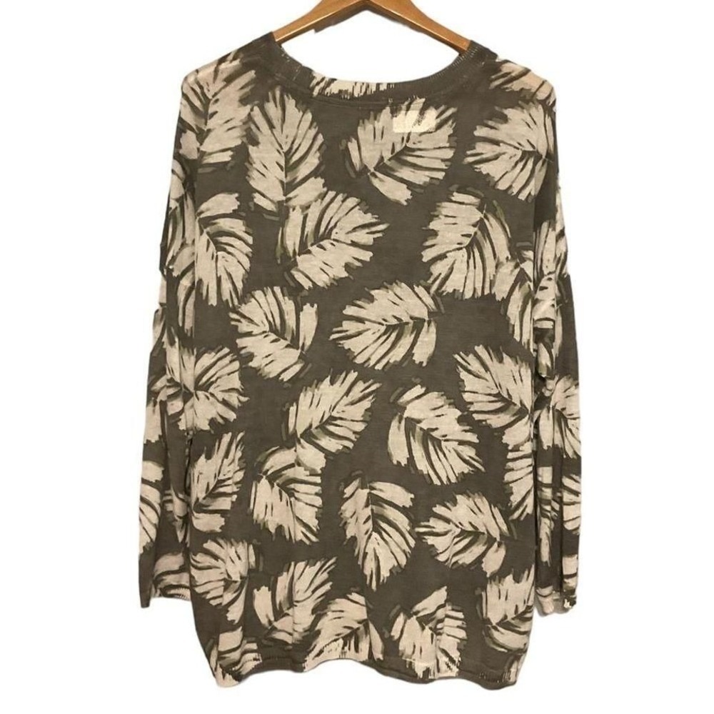 J Jill Womens linen XL‎ Palm Leaf Printed Sweater Pullover - Picture 6 of 9